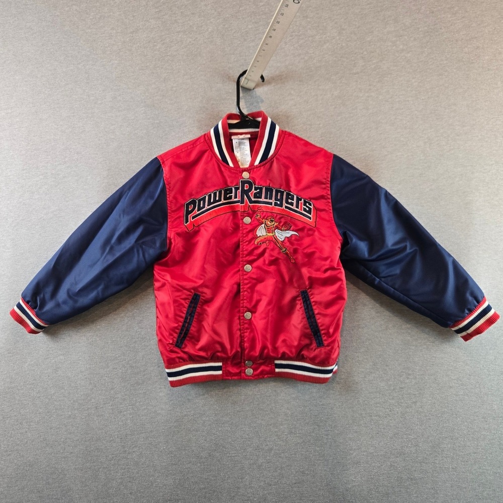Power Rangers x Disney Varsity Jacket Kids Medium Red Y2K 2006 Satin Bomber